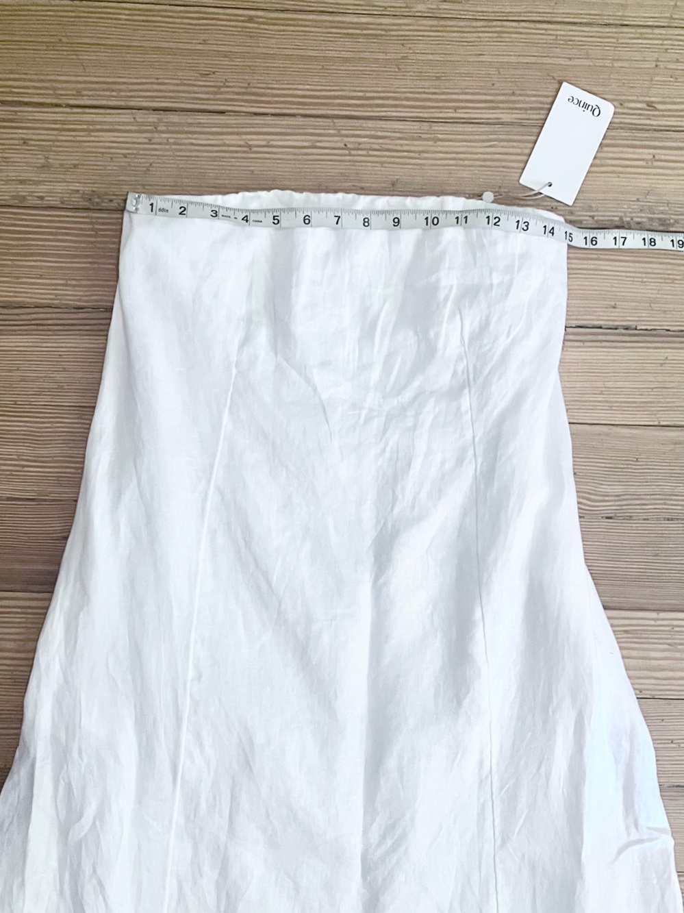 NWT Quince 100% European Linen Strapless Maxi Dress in White Sz S - Picture 8 of 15